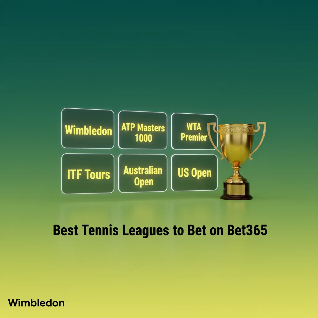 Top tennis events to bet on at Bet365: Australian Open, Roland Garros, Wimbledon, US Open, ATP/WTA Finals, Davis Cup.