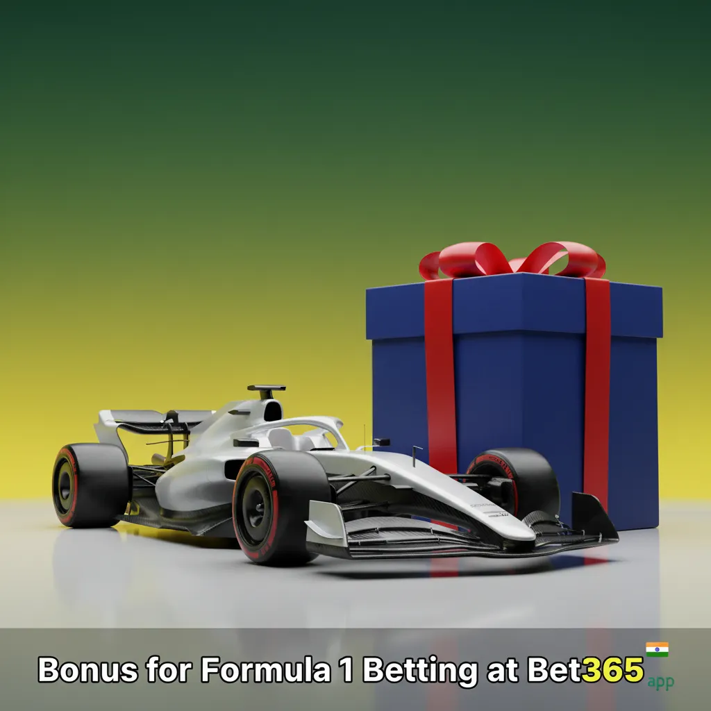Bet365 F1 betting bonus banner: Bet Credits for new customers after qualifying bets; T&Cs apply, value shown in INR.