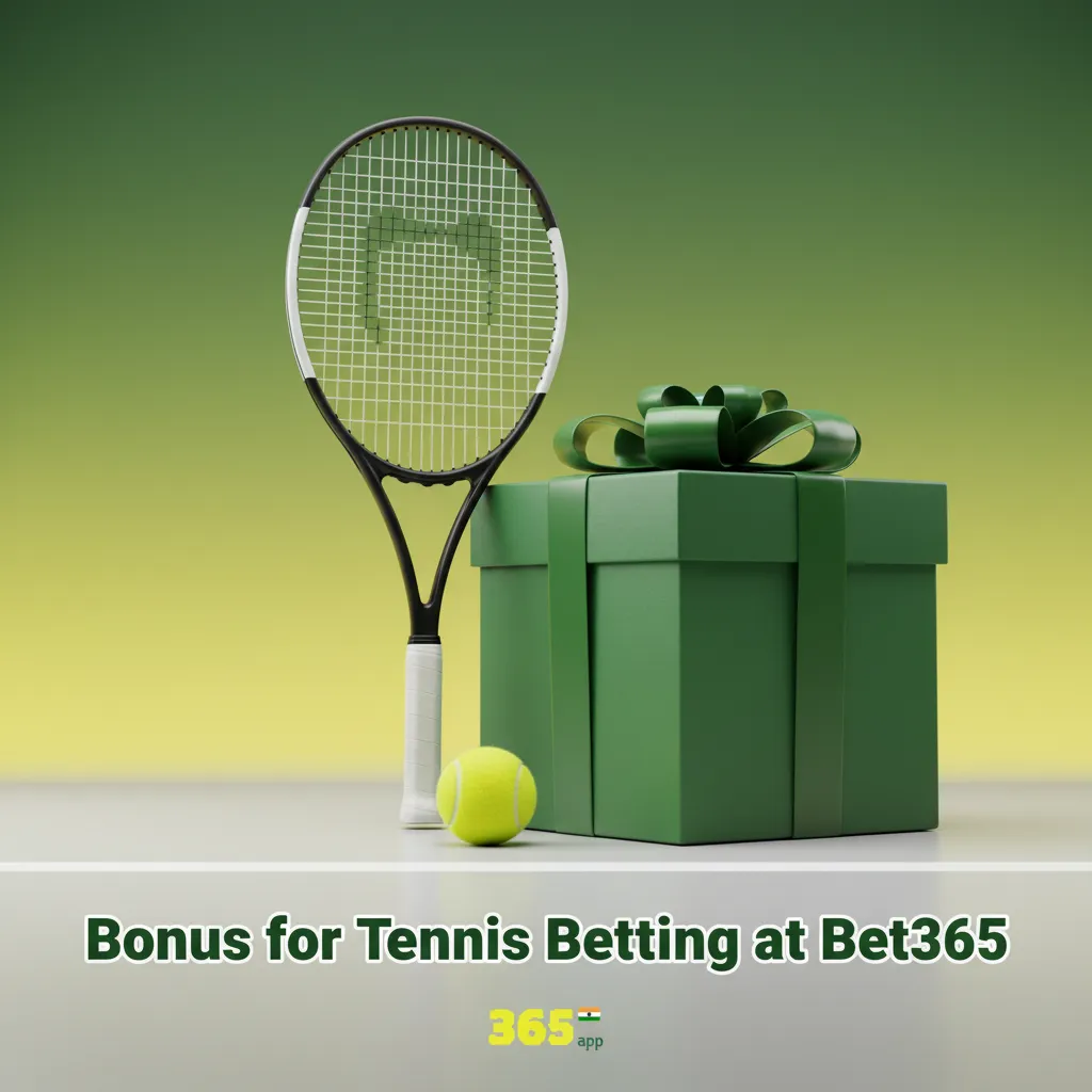 Bet365 tennis betting bonus banner: up to ₹4,000 in Bet Credits; tennis ball on court, terms apply.