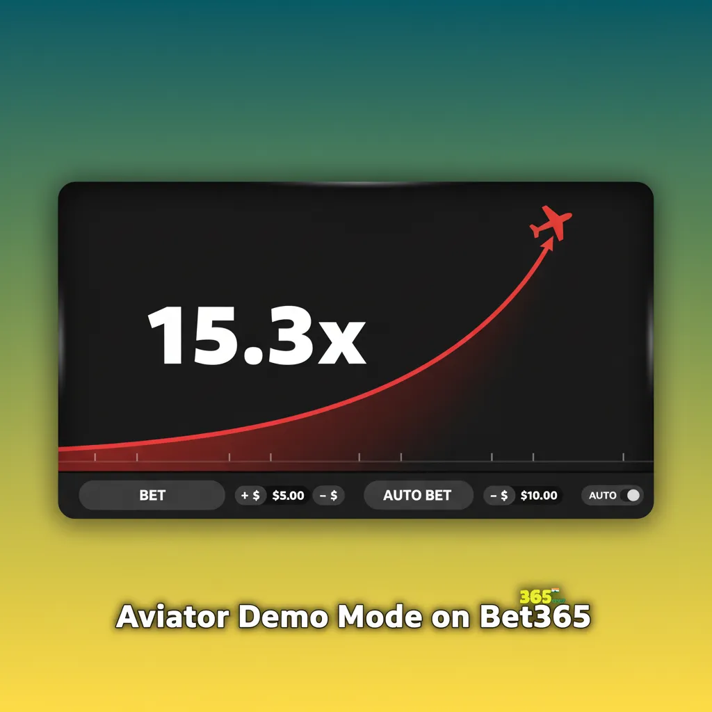 Bet365 Aviator demo interface with virtual funds, multipliers, stats, auto cash-out, and double-bet options.