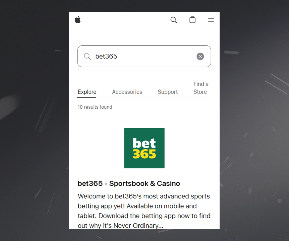 Search for “bet365” app