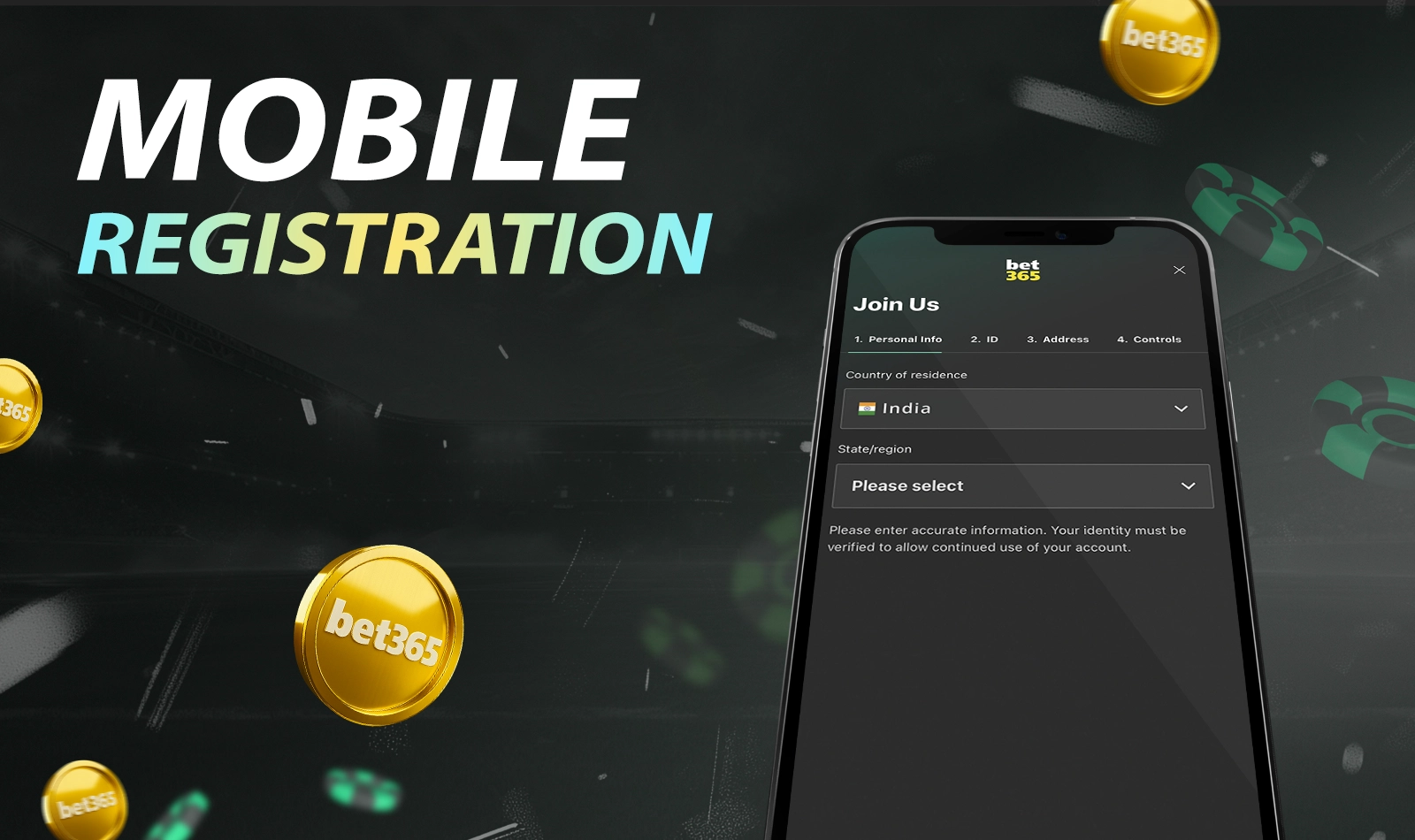 Mobile registration process for setting up a Bet365 account on the go
