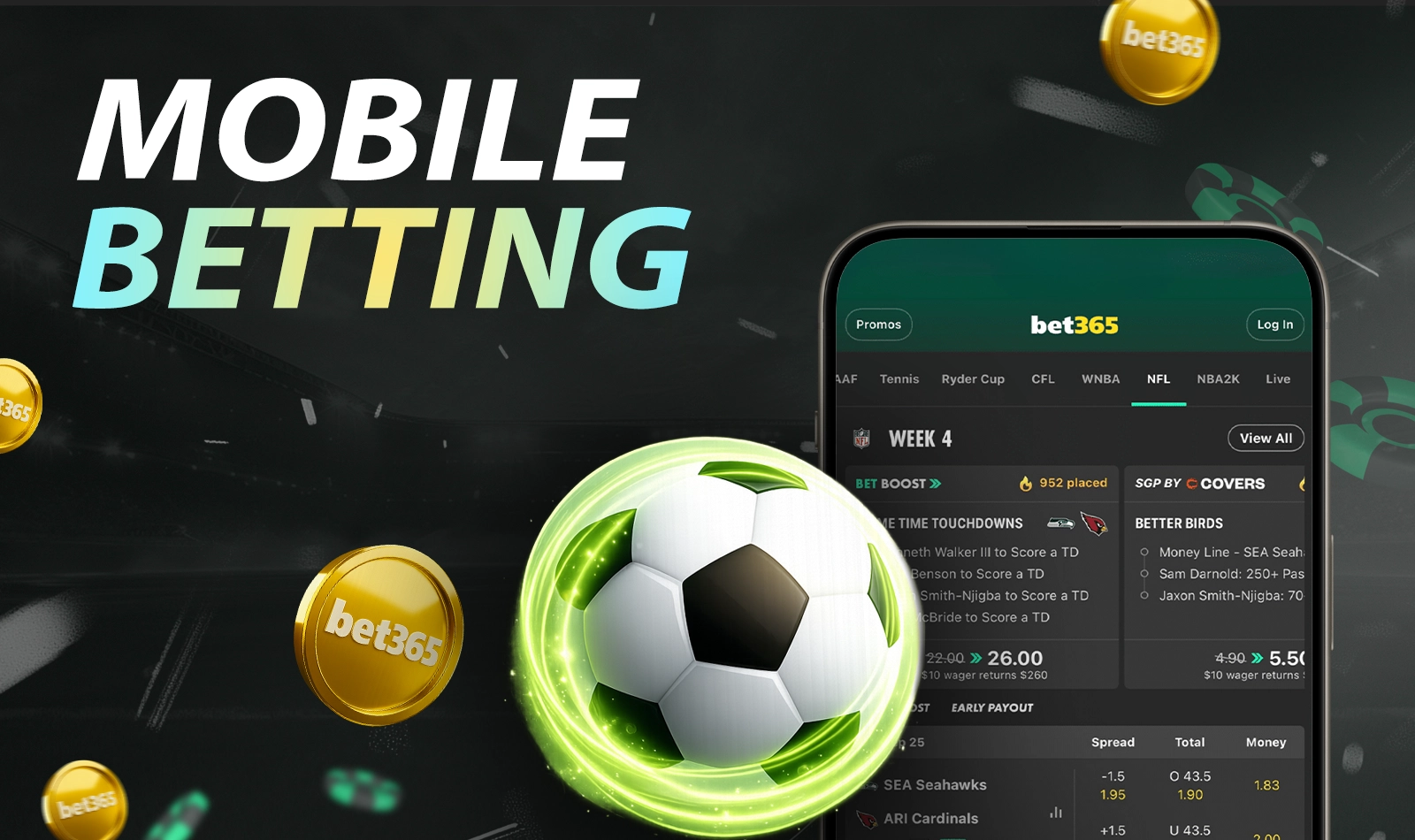 Mobile betting experience available through Bet365 on smartphones
