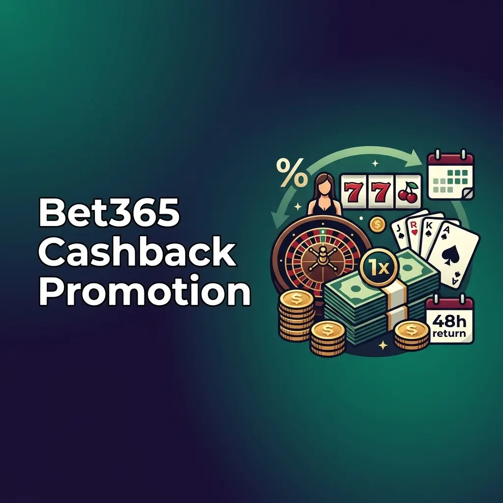 Bet365 cashback promotion offering 10–15% of net losses back as bonus funds for casino and live casino players