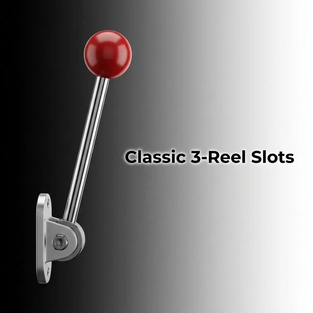 Classic 3-reel slot machine with fruit symbols, bars, and sevens on a simple single payline interface